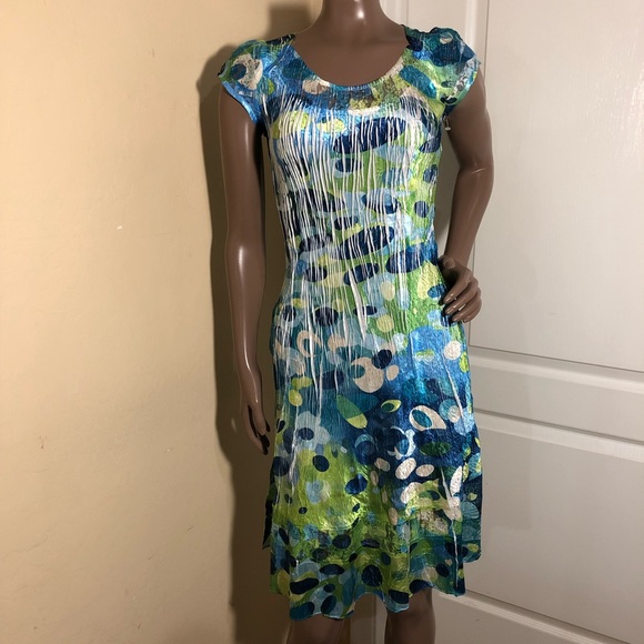 Komarov Dresses & Skirts - Komarov Geometric Stretch Pleated A Line Dress